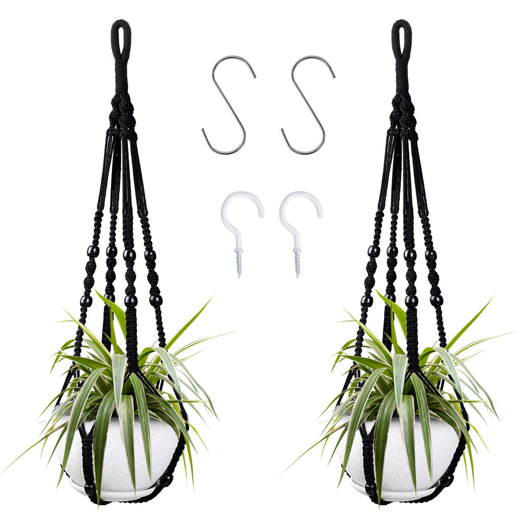 Augshy Macrame Hanging Planter, Set of 2 Hanging Planters, Indoor Outdoor Decor Handmade Hanging Plant Holder(35 Inch)