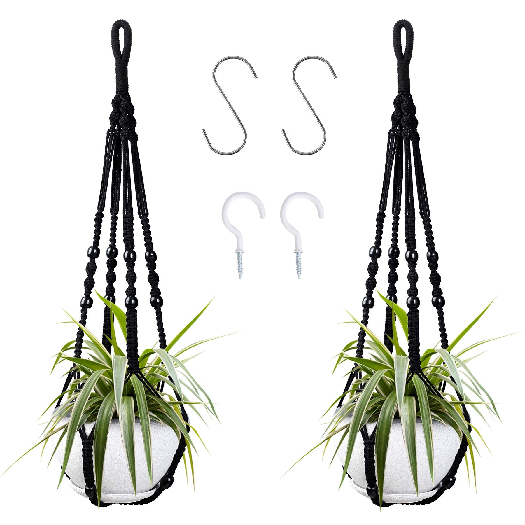 Augshy Macrame Hanging Planter, Set of 2 Hanging Planters, Indoor Outdoor Decor Handmade Hanging Plant Holder(35 Inch)