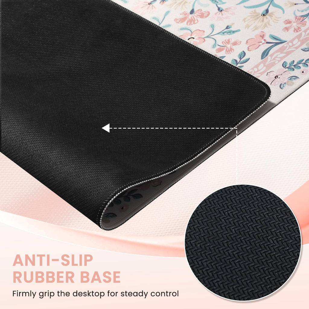 iCasso Desk Matt for Desktop, Black Desk Mat, Cute Desk Pad Mat, XXL Large Mouse Pad for Desk, Anti-Slip Big Mousepad with Stitched Edges, Keyboard Pad Mouse Mat for Computer (Pink)