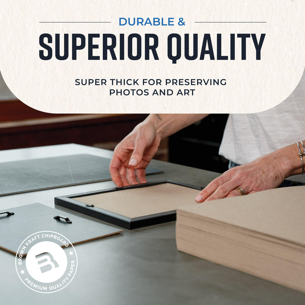 Bryco Goods 8.5" x 11" Chipboard Sheets (Pack of 100) 22 Point Chipboard - Made With 100% Recycled Material - Ideal For Framing Photos, Crafts, DIY - Thick And Durable, Keep Documents Safe In Shipping