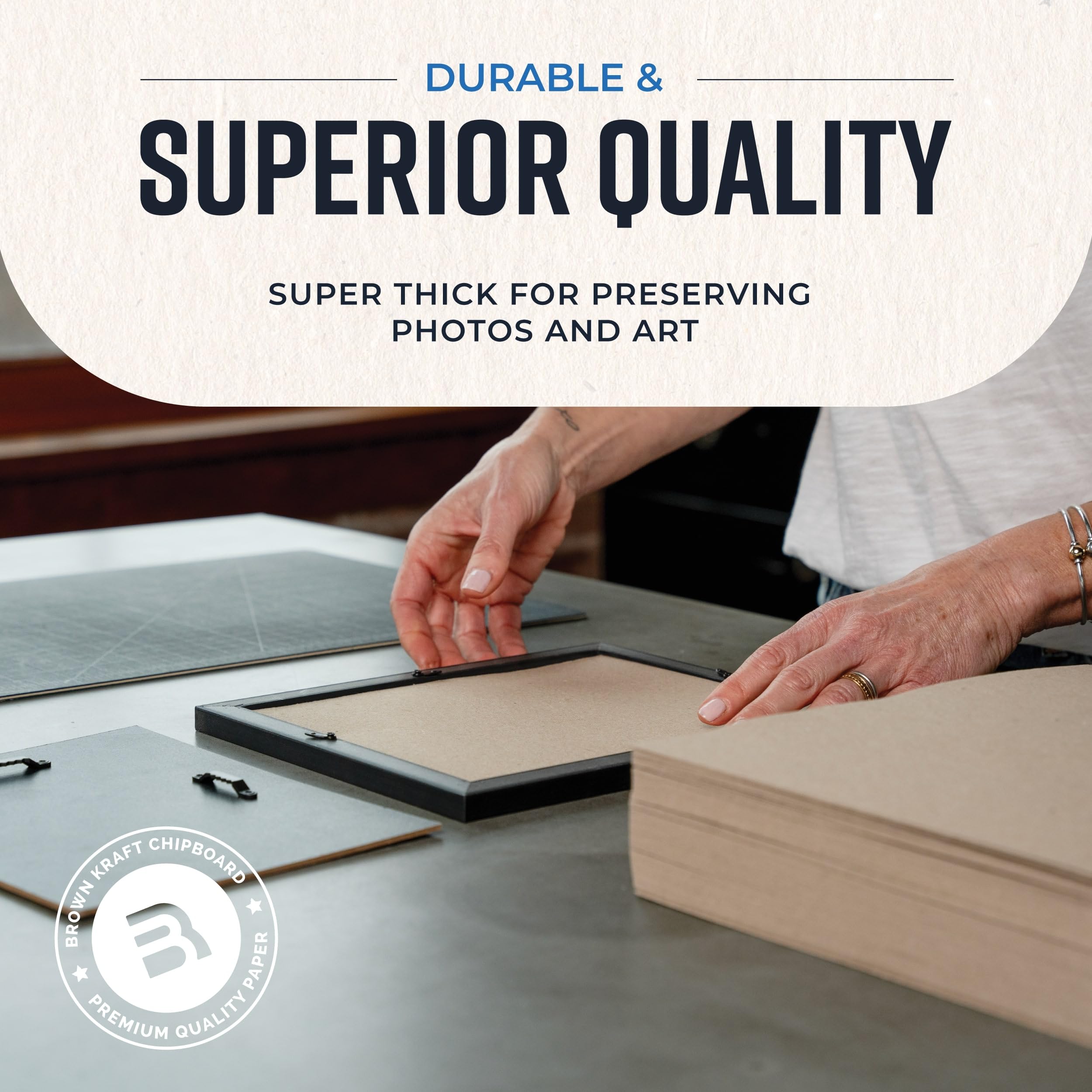 Bryco Goods 8.5" x 11" Chipboard Sheets (Pack of 100) 22 Point Chipboard - Made With 100% Recycled Material - Ideal For Framing Photos, Crafts, DIY - Thick And Durable, Keep Documents Safe In Shipping