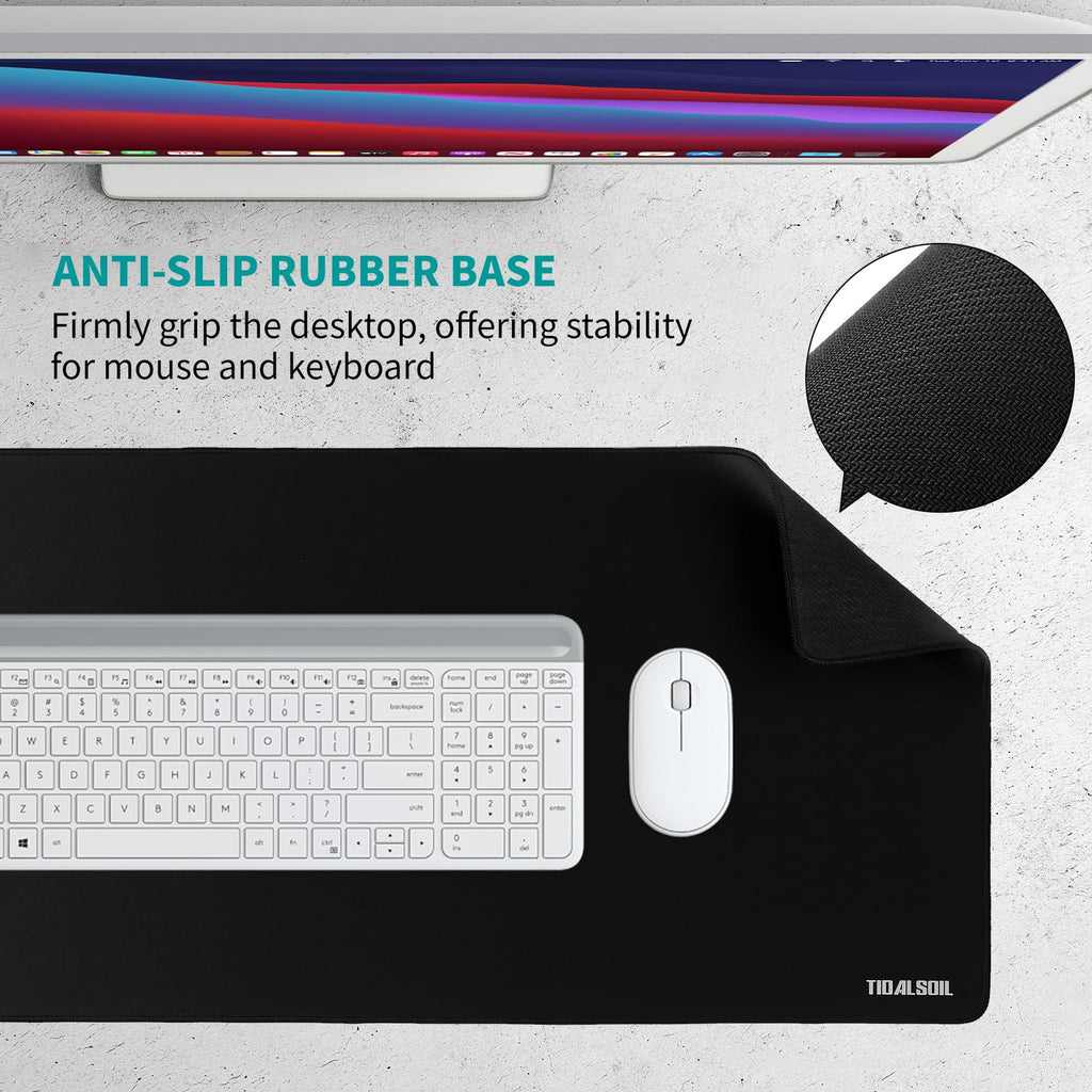 TIDALSOIL Large Gaming Mouse Pad 90 x 40 cm – Oversized Extended Desk Pad with Non-Slip Base, Stitched Edges Mousepad, Smooth Surface for Keyboard, Mouse, Office, Gaming and Work