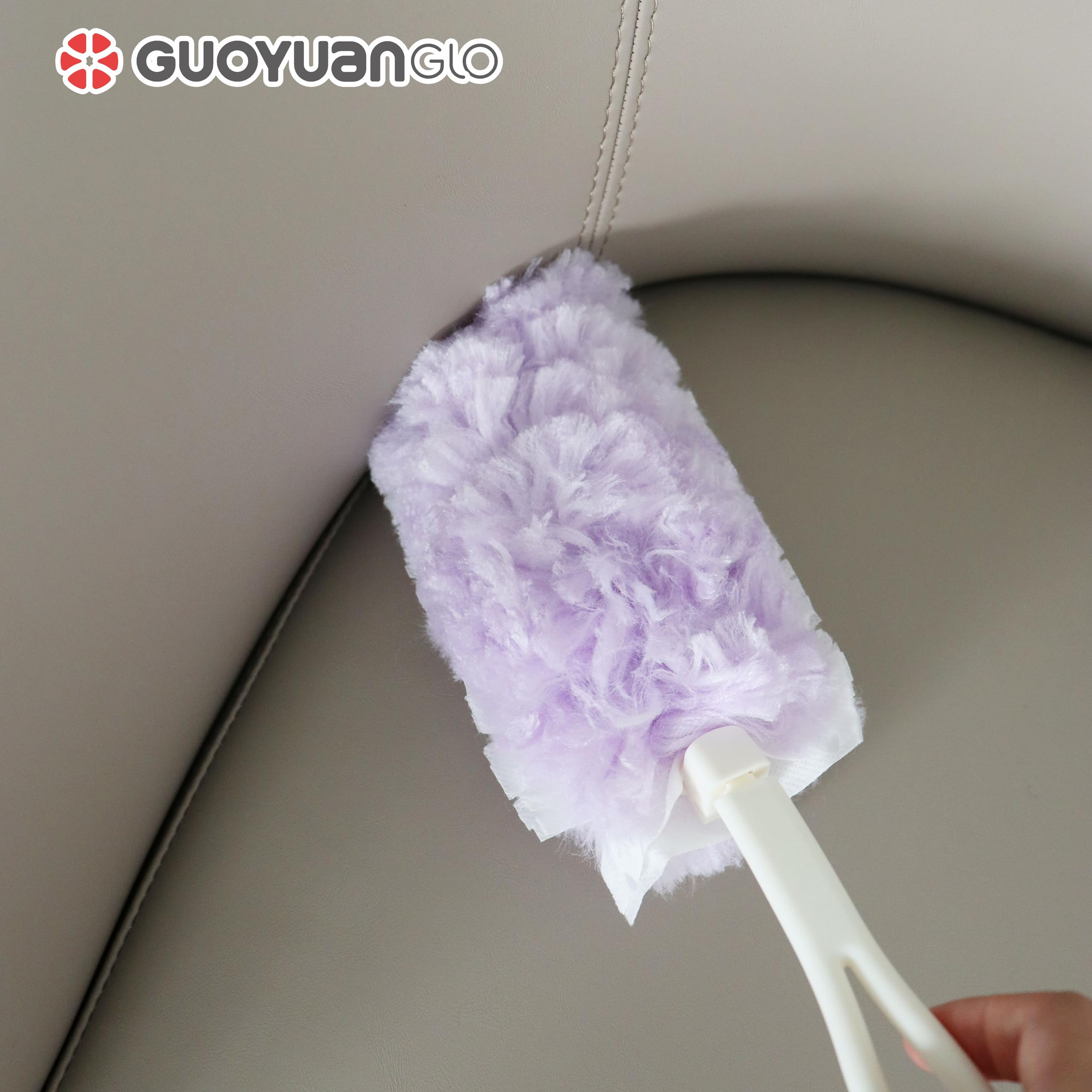 GUOYUANGLO Disposable Dusters Refills 360 Degree Heavy Duty Dusters Refills Purple Disposable Duster Heads for Blinds Ceiling Fans Furniture Multi-Surface Dusting-20 Counts with Short Handle
