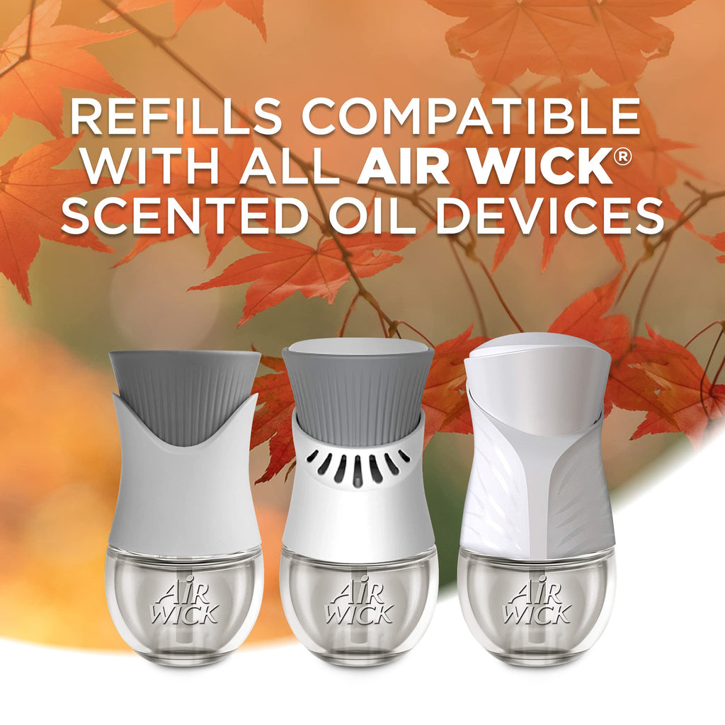 Air Wick Plug in Scented Oil Starter Kit (Warmer + 2 Refills), Pumpkin Spice, Fall Scent, Essential Oils, Air Freshener