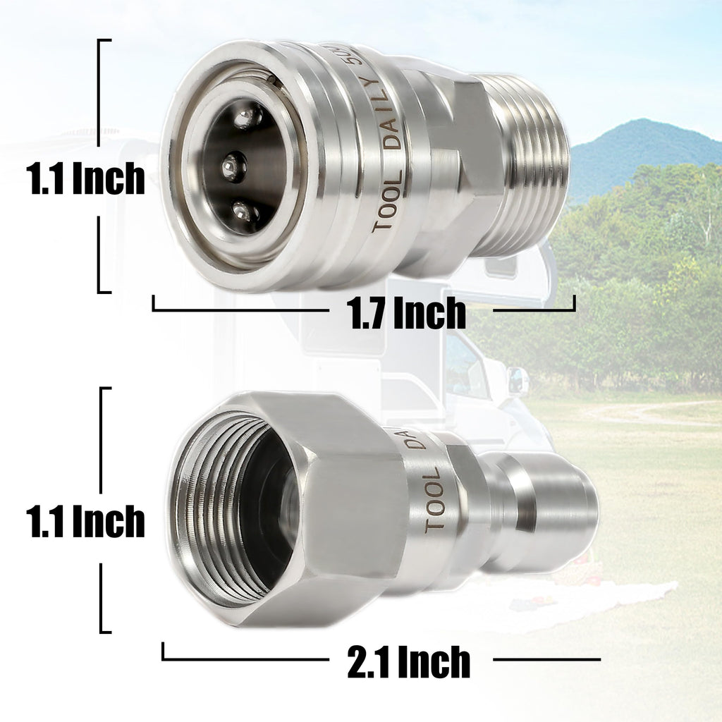 Tool Daily Pressure Washer Adapter Set with Swivel, M22 14mm to 3/8" Quick Connect, Stainless Steel Quick Disconnect Swivel for Power Washer Hose, 5000 PSI