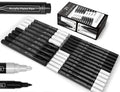 TOOLI-ART Black And White Acrylic Paint Markers Paint Pens Set For Rock Painting, Canvas, Mugs, Metal, Glass Paint, Fabric, Wood, DIY. Non Toxic, Quick Dry,Waterbas (EXTRA FINE & MEDIUM)