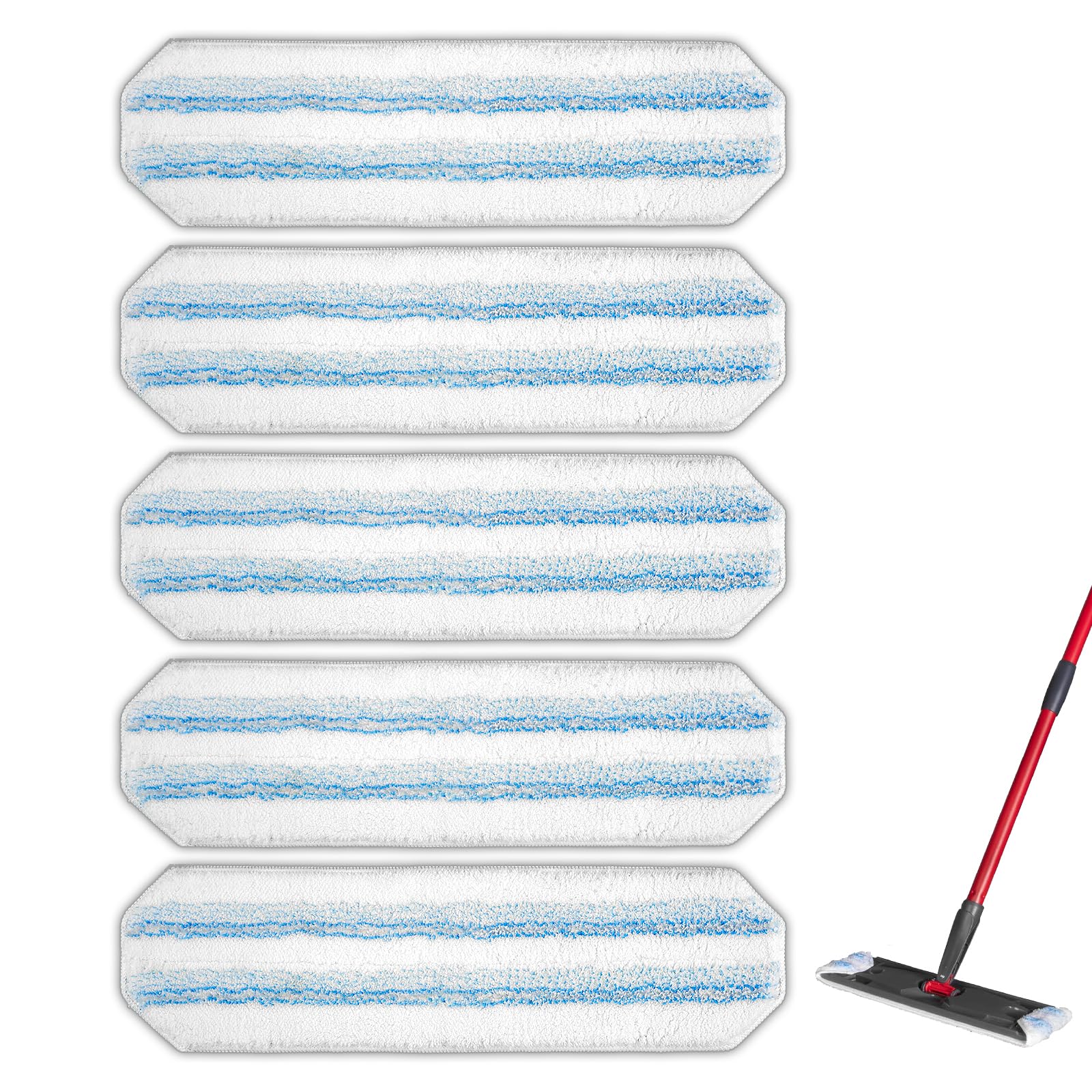 (5 Pack) H2prO Replacement Mop Pads Compatible with Vileda H2prO Mop, Microfiber Mop Head, Washable Mop Cloths, Mopping Pad, H2 Pro Mop Pad Refill Accessories