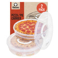 Chef Pomodoro Pie Carrier for 2 Pies 12-Inch, Multi Pie Carrier With Lid and Handle, Pizza Holder With Lid, Reusable Pizza Storage Container for Transport, Stackable Food Keeper, Dough Box, 2 Pack
