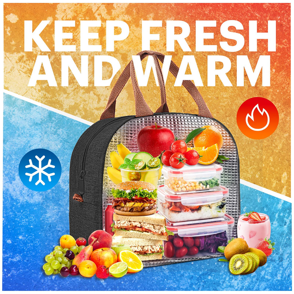 Lunch Bag for Women & Men Adult Insulated Lunch Box, Small Leakproof Cooler Food Lunch Containers Reusable High Capacity Lunch Tote Bags for Work, Travel, Outdoor