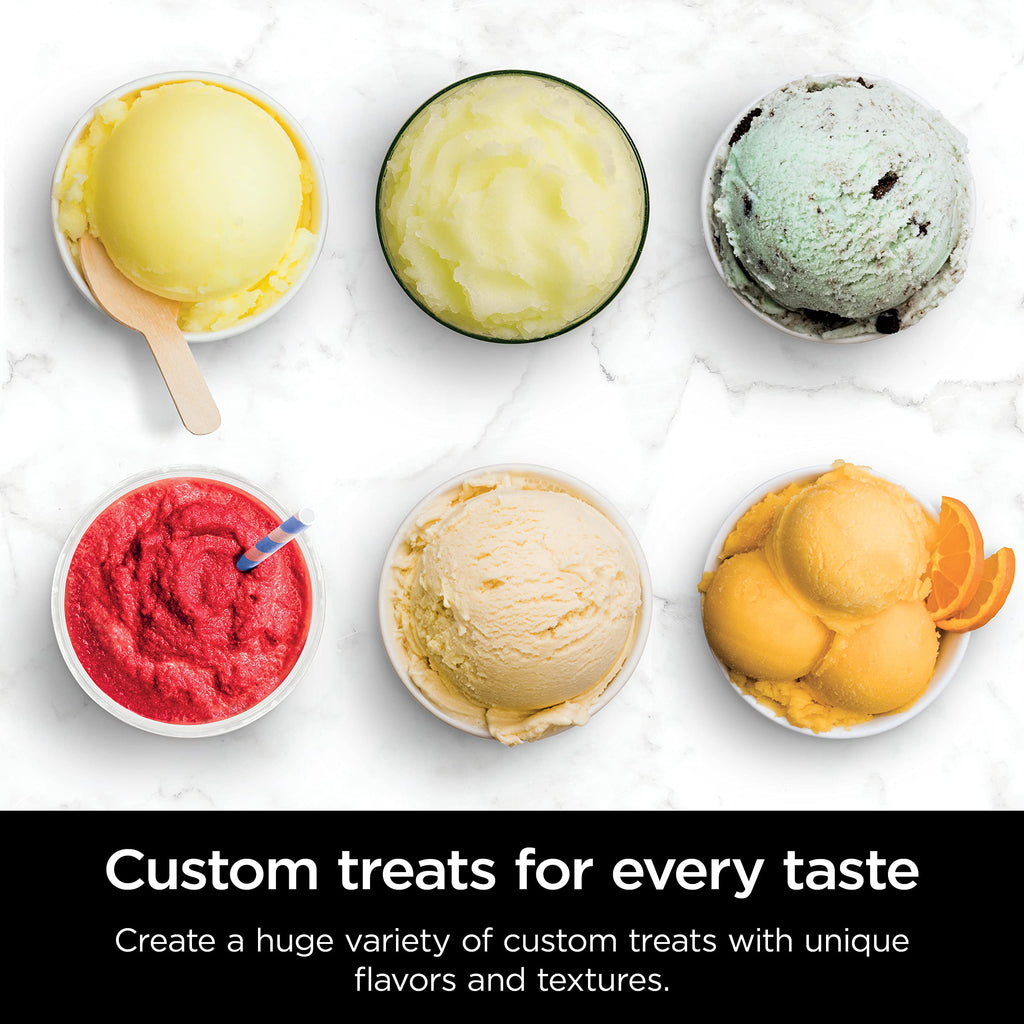 Ninja Creami Pints 2 Pack, Compatible with NC500 Series Creami Ice Cream Makers, BPA-Free & Dishwasher Safe, Color Lids, 1 Pint Each, Clear/Coral/Yellow, XSKPNTLD2