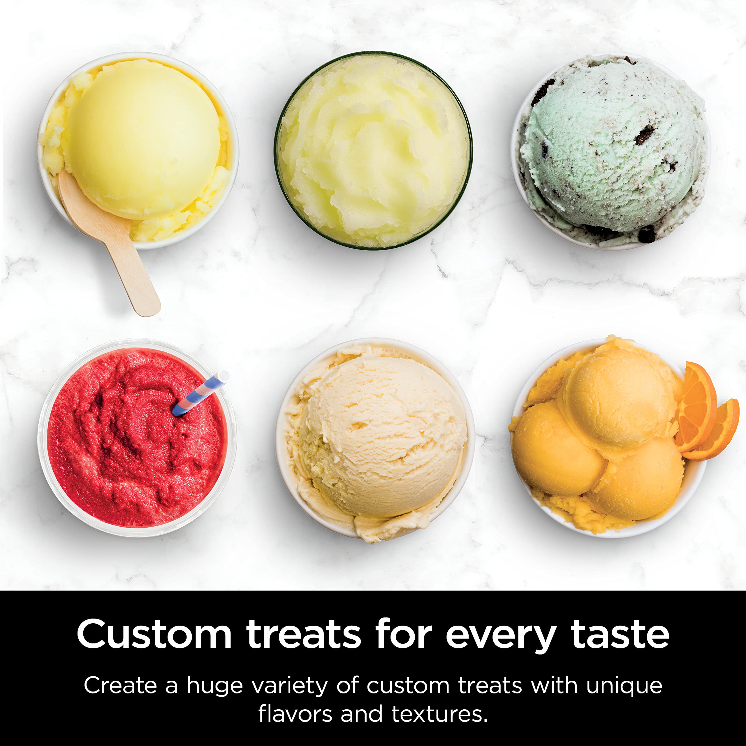 Ninja Creami Pints 2 Pack, Compatible with NC500 Series Creami Ice Cream Makers, BPA-Free & Dishwasher Safe, Color Lids, 1 Pint Each, Clear/Coral/Yellow, XSKPNTLD2