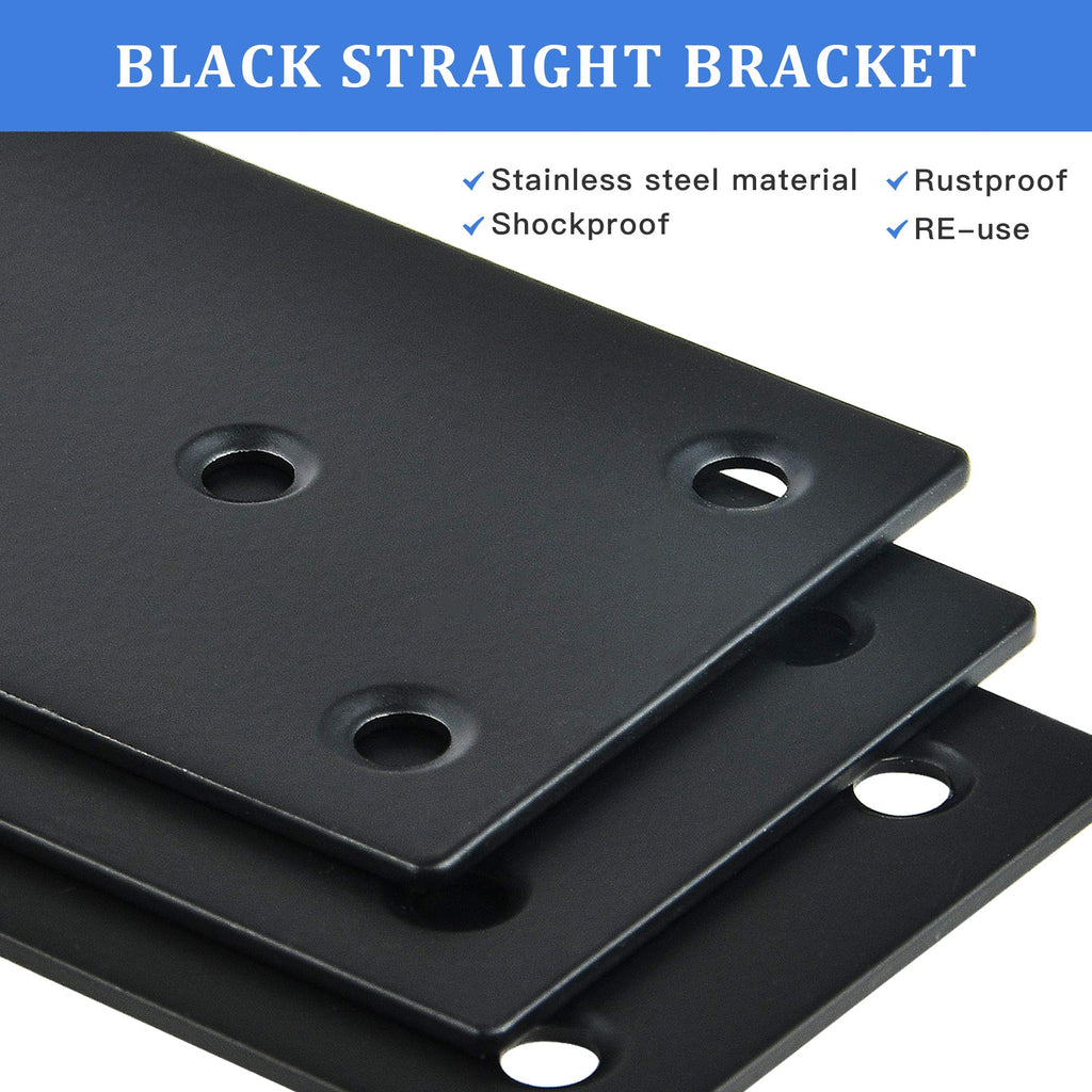 Worldity 8 Pcs Metal Flat Straight Brace Bracket, 3.94 x 1.97 Inches Stainless Steel Braces Brackets, Joining Plate for Wood Furniture Fence Fastening with Screws, Fixing Corner Brace