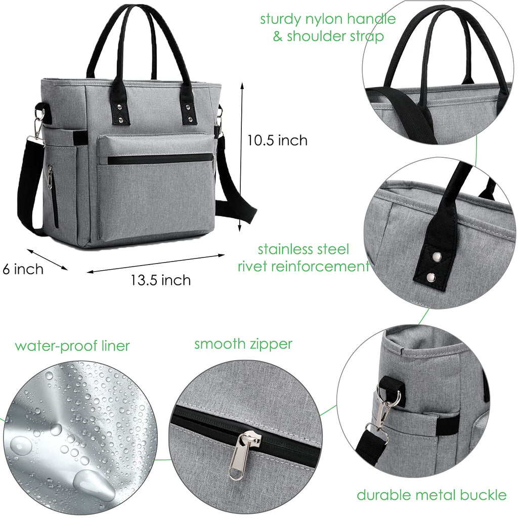 Lunch Bags for Women - Large Lunch Bag for Work, Picnics, and Camping, Insulated Lunch Bags for Women, Lunch Tote Lunch Box for Women Commuters, Boite a Lunch Femme, Sac a Lunch Femme (Clip-On Strap)