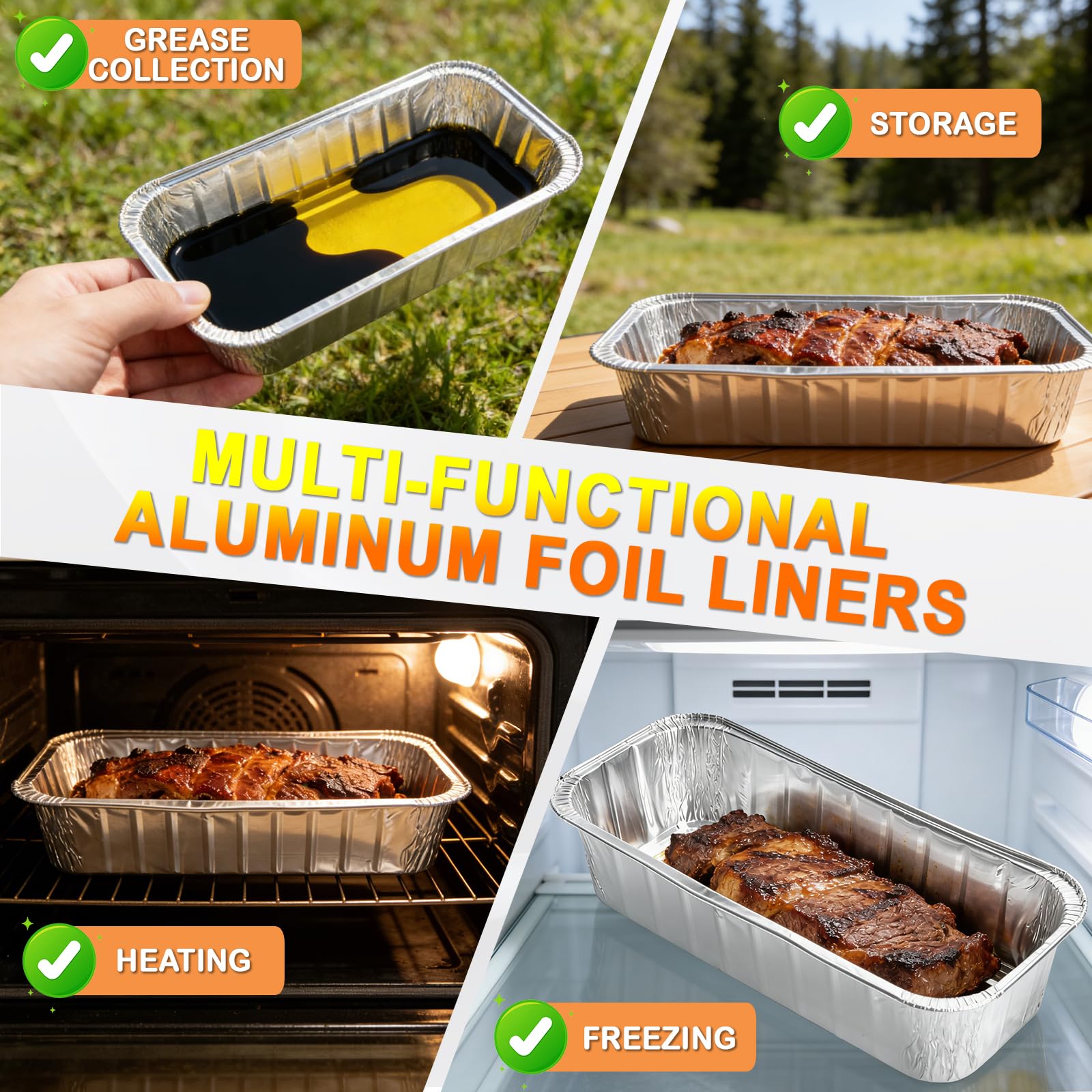 GS4 Genesis 2 Foil Drip Pans for Weber GS4 Genesis II/II LX 400/600(2016+), Summit 400/600 SER, Searwood 600,6489 Aluminum BBQ Grease Catch Trays Liner Replacement for Weber 28''/36" Gas Griddle,20PCS