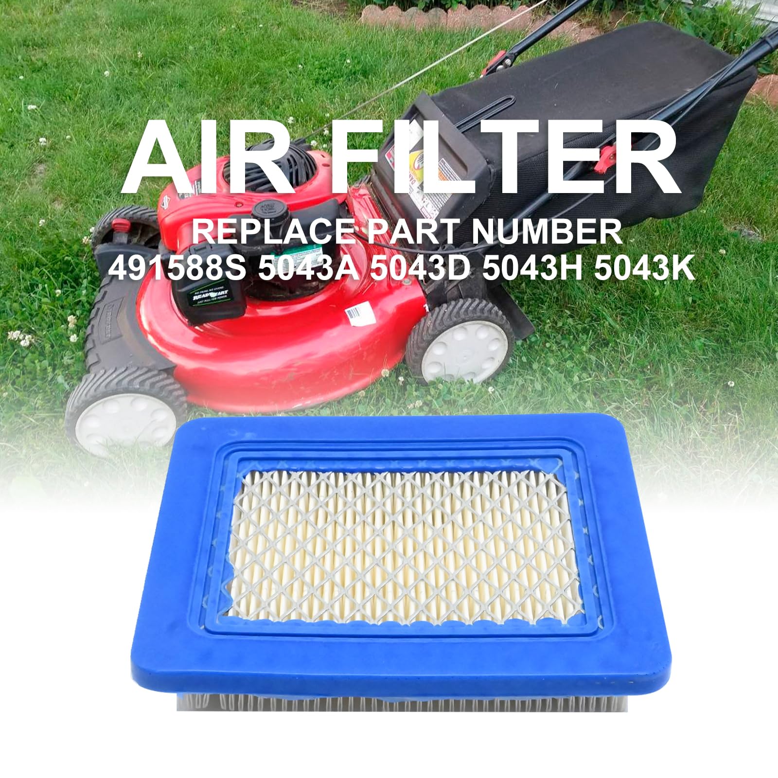 laffoonparts 491588S 10PCS Air Filter Replacement for Quantum 3.5-6.5 hp, Replacement for brig-g Stratton 625-675, Replace 5043D 5043H 5043K