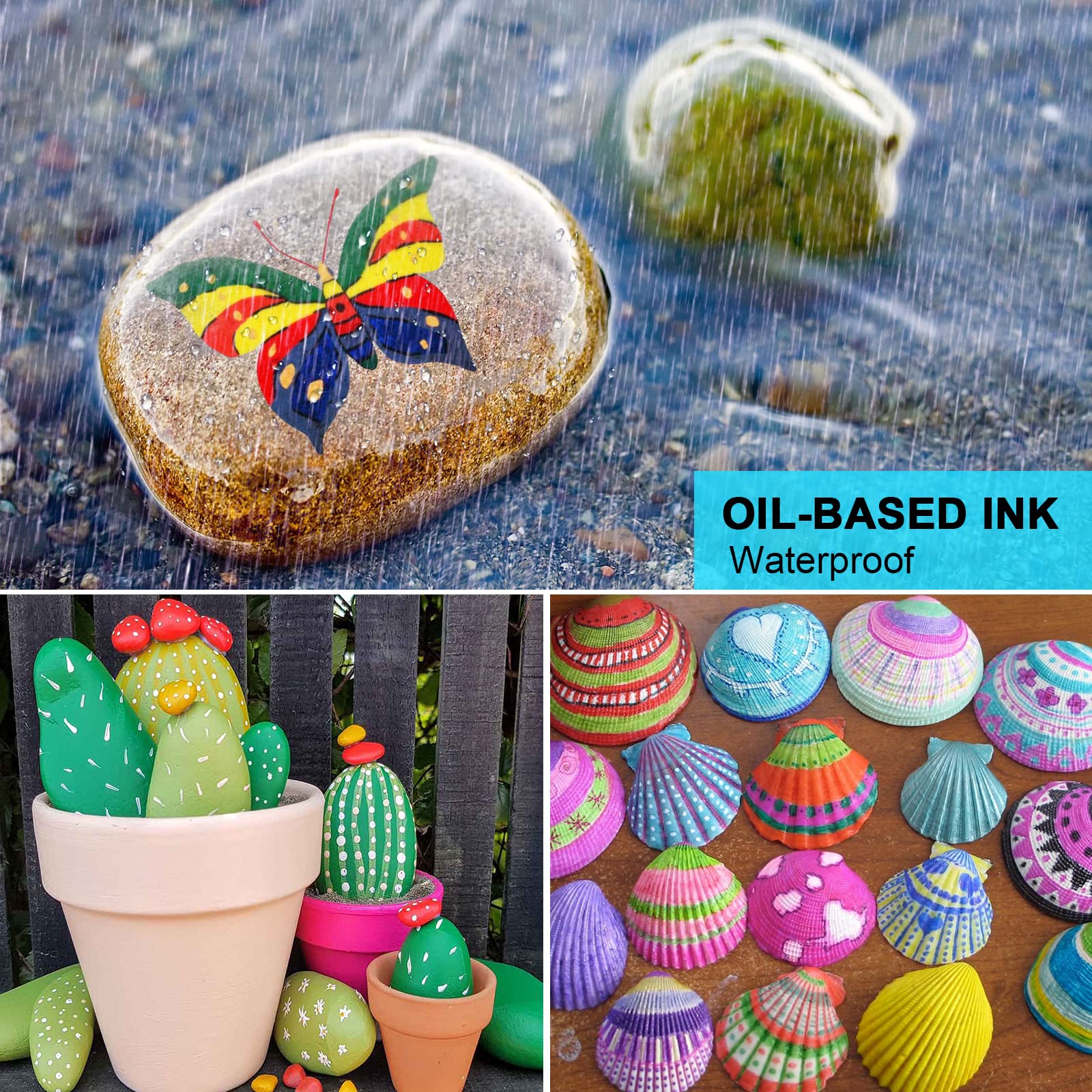 IVSUN Paint Pens Paint Markers, 36 Colors Oil-Based Waterproof Art Marker Pen Set, Never Fade Quick Dry and Permanent, Works on Rocks, Wood, Fabric, Plastic, Canvas, Glass, Mugs, DIY Craft