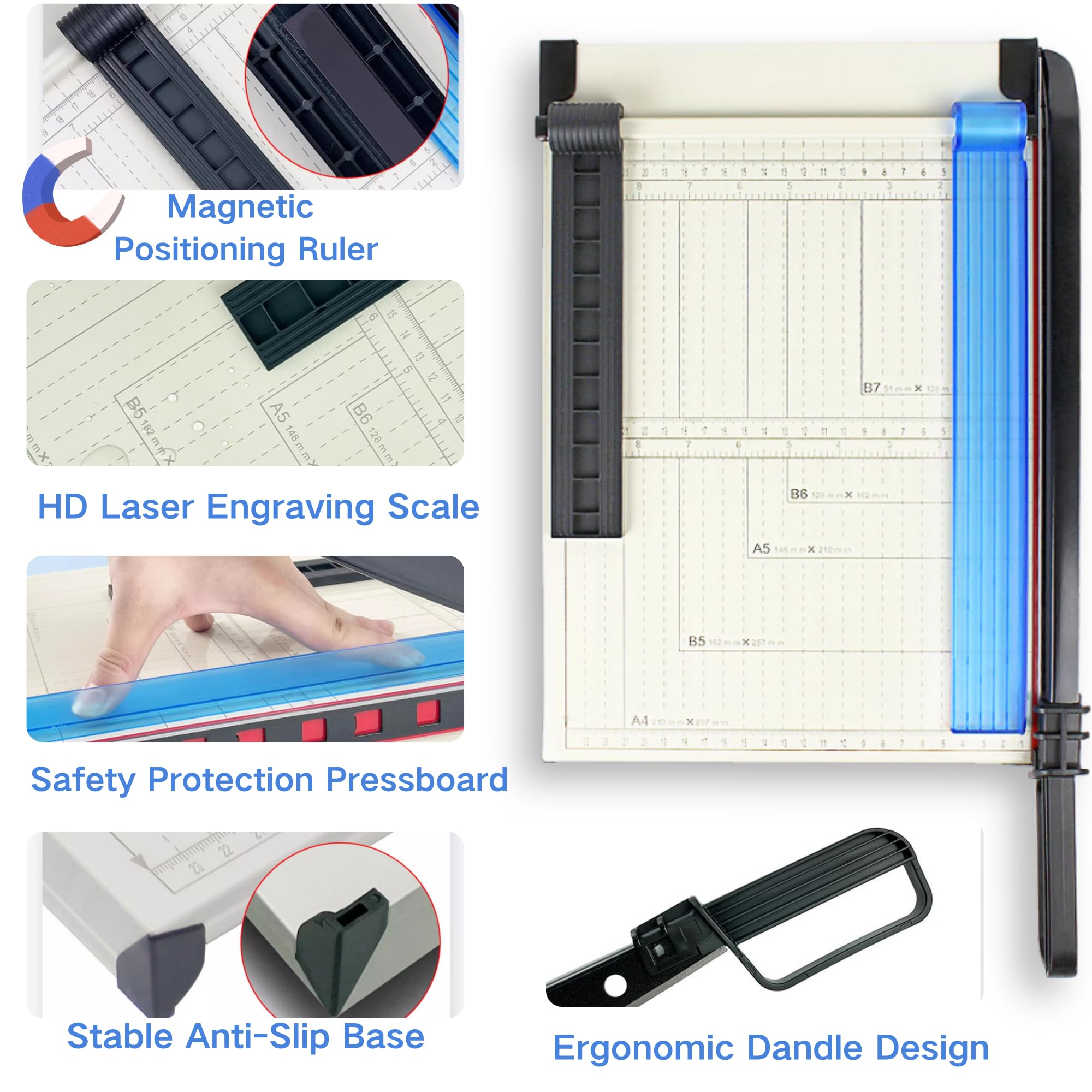 FurttBlem Guillotine Paper Cutter A4-12'' Paper Trimmer with Sharp Blade & Safety Guard,15 Sheets Capacity