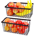 2 Pcs Fruit Basket Wire Baskets, Fruit and Veggie Storage Basket Holder for Kitchen Wall Mounted,Kitchen Organizers and Storage for Snack Onion Potato（Black）
