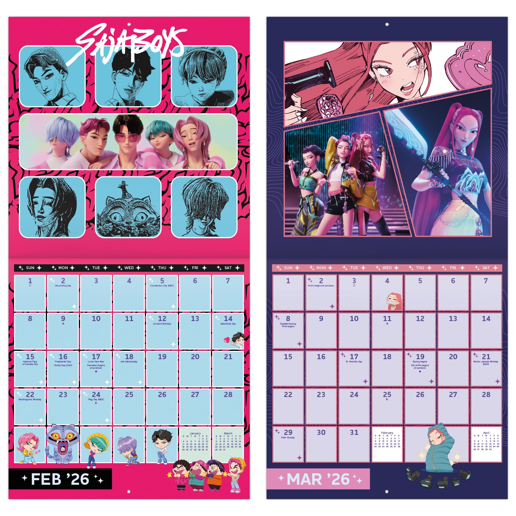 2026 Kpop Demon Hunters Wall Calendar
