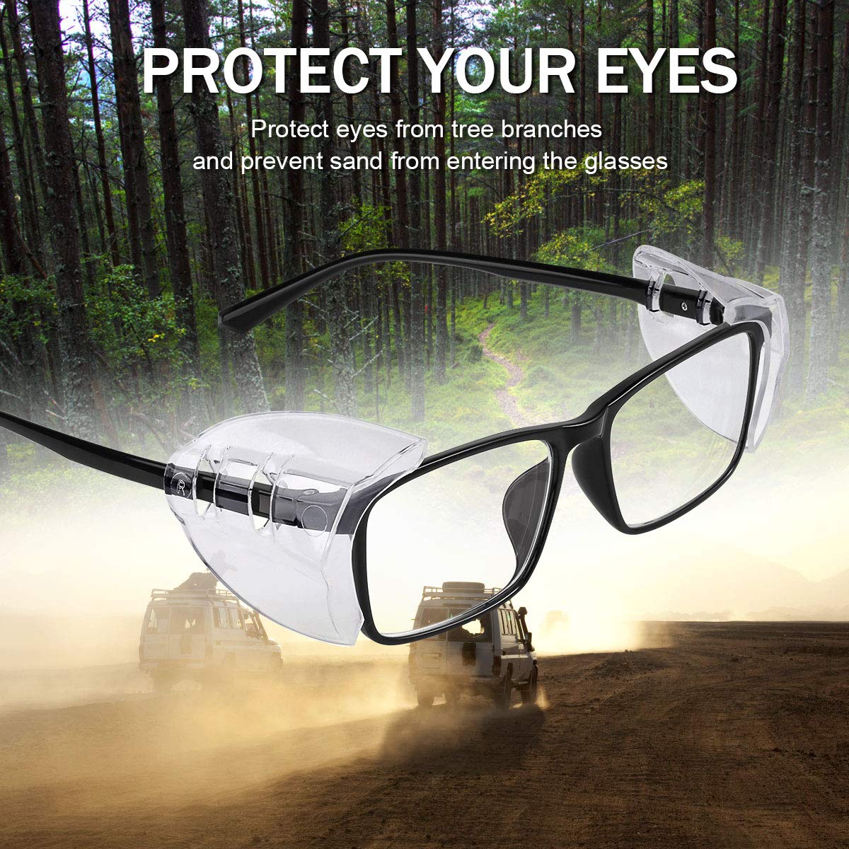 10 Pairs Safety Glasses Side Shields, Slip on Clear Side Shields for Glasses Eye Protection Lunette, Fits Small to Medium Eyeglasses clip on (10)