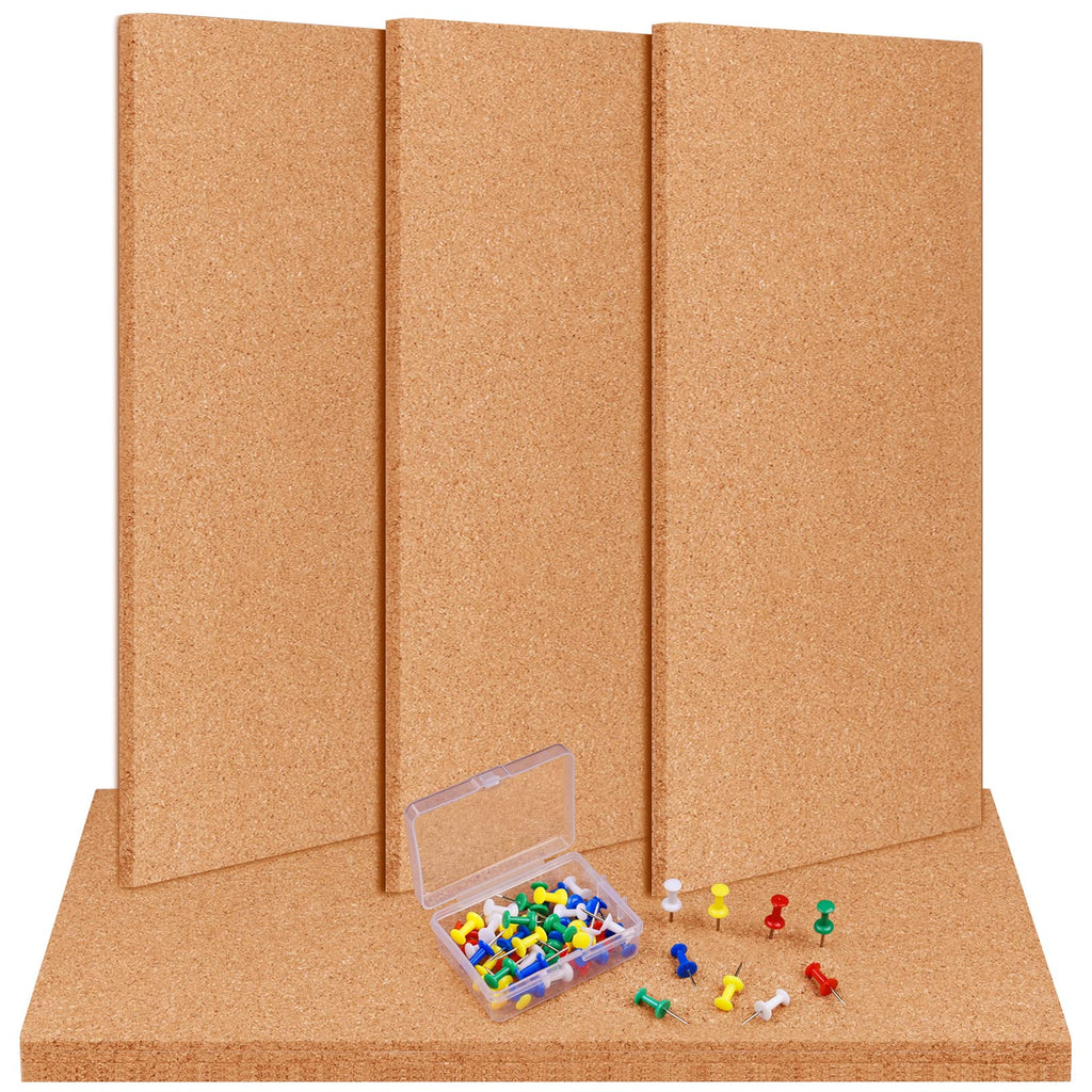 TUPARKA 6 Pack Cork Board Bulletin Boards 17"x8" - 1/4" Self-Adhesive Corkboards With 100 Push Pins for Wall, Home, School, Office Decorative