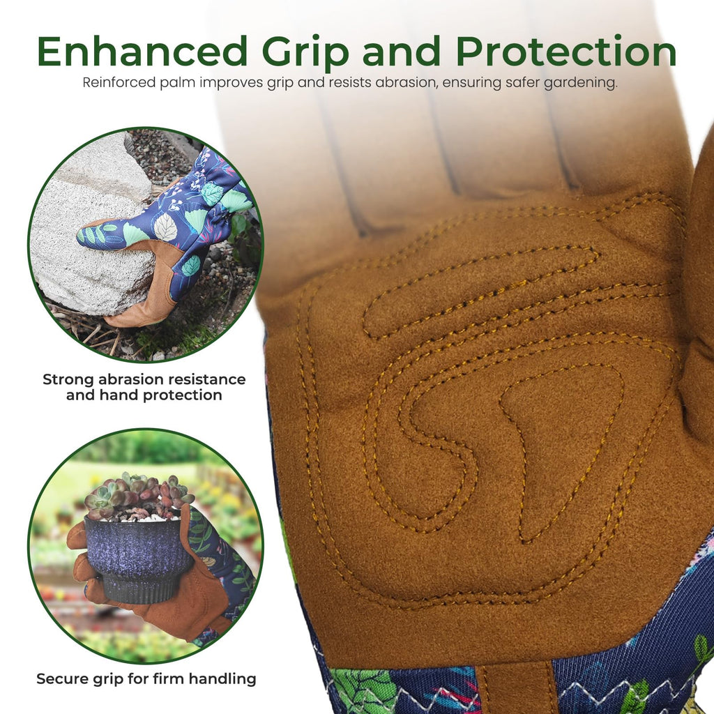 Gardening Gloves for Women, Garden Glove Thorn Proof, Breathable Leather Gloves No Stab for Weeding Digging Planting Pruning Working Garden with Grip Puncture-Resistant Work (Yellow)