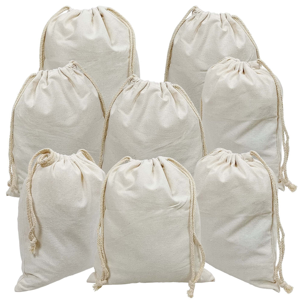 Freletry 8 PCS 10"x12"/25x30cm Drawstring 100% Cotton Muslin Bags Reusable Storage Bag for Shopping Home Kitchen Food Grocery Vegetable Storage etc. (8 PCS 10"x12"/25x30cm)