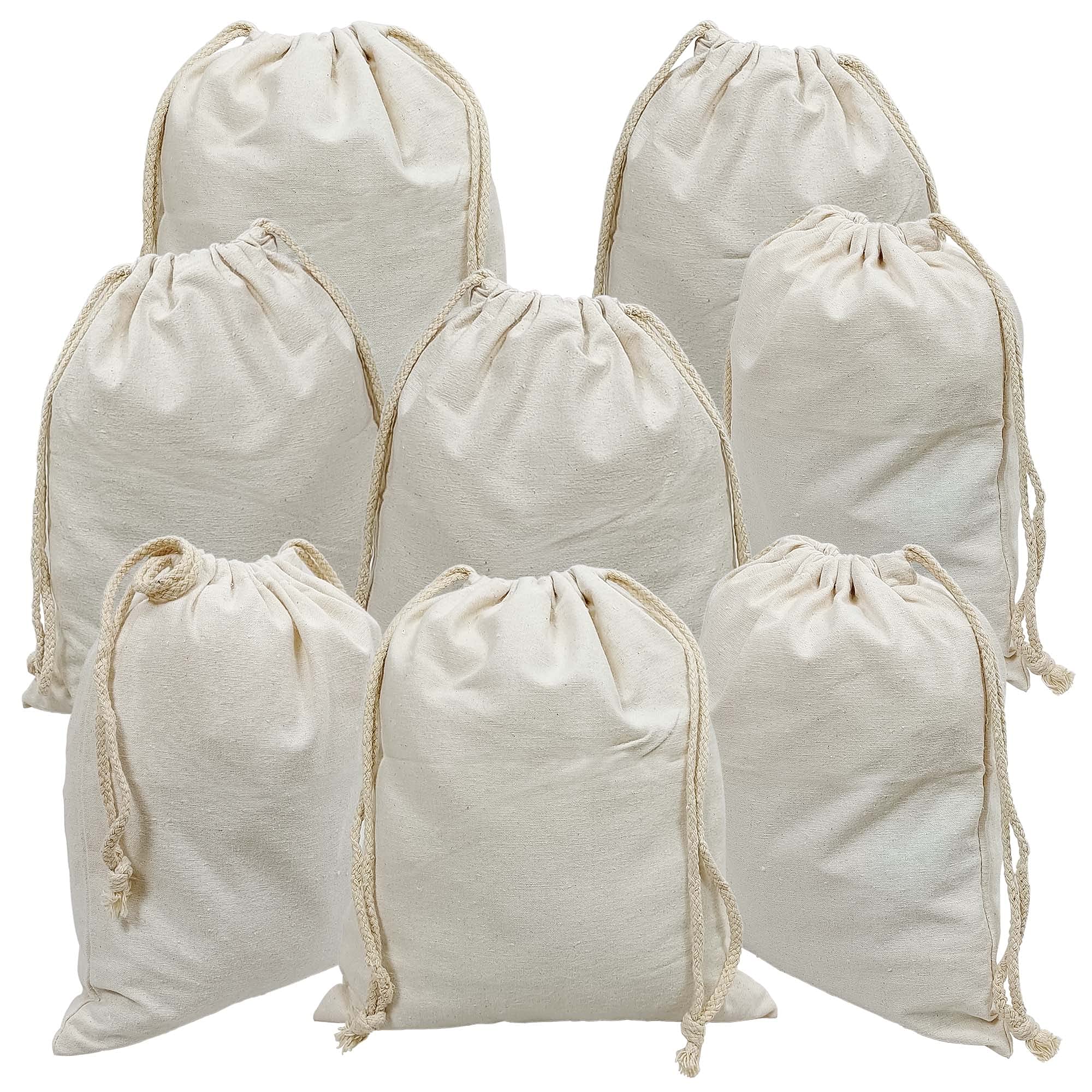 Freletry 8 PCS 10"x12"/25x30cm Drawstring 100% Cotton Muslin Bags Reusable Storage Bag for Shopping Home Kitchen Food Grocery Vegetable Storage etc. (8 PCS 10"x12"/25x30cm)