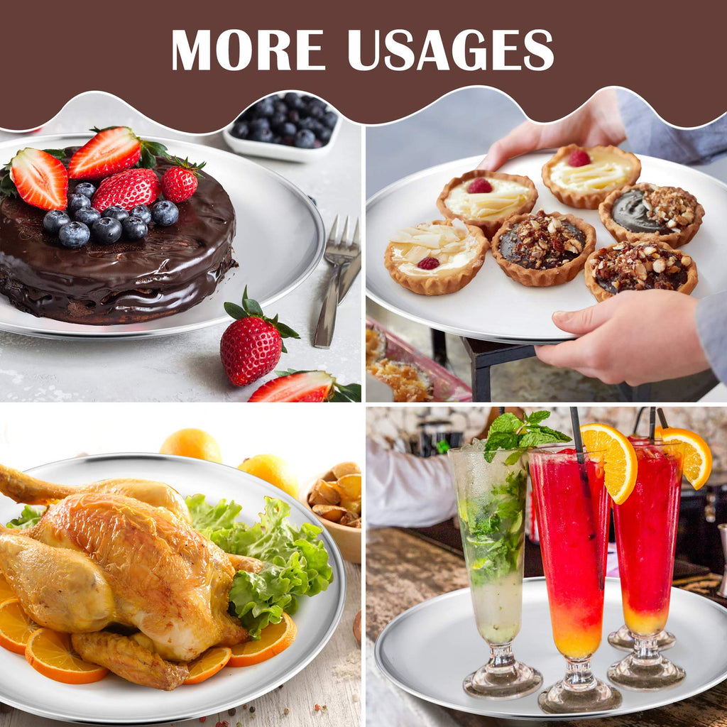 12 Inch Pizza Pan Set, 3 Pcs P&P CHEF Stainless Steel Round Baking Pizza Pans Pizza Tray for Pizza, Pie, Cake, Cookie, Non-Toxic & Healthy, Heavy Duty & Durable, Oven & Dishwasher Safe