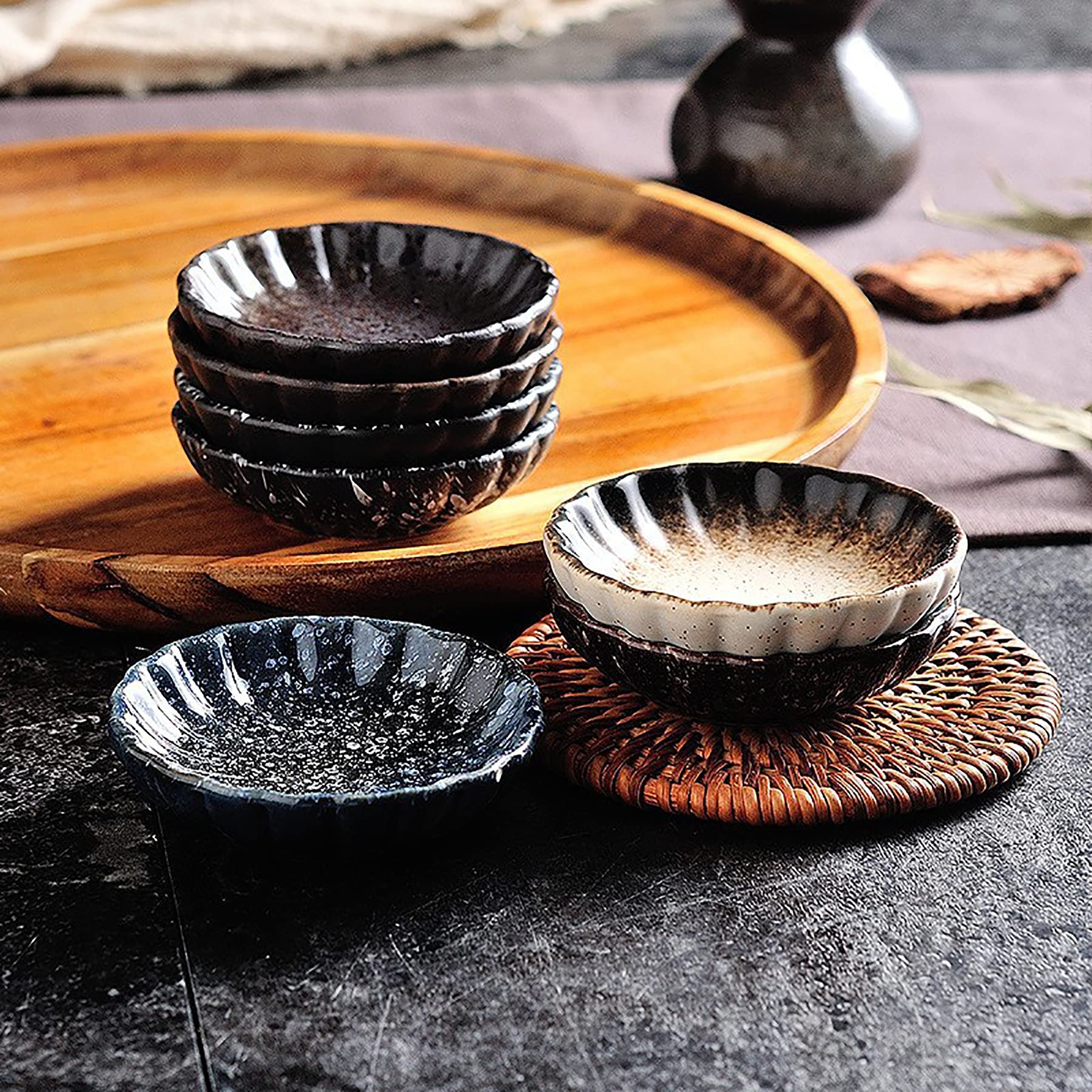 Nicunom 12 Pack Soy Sauce Dishes, 2.8 Inch Ceramic Dipping Bowls Set, Side Dishes Japanese Style Pinch Bowls Seasoning Dishes for Ketchup, BBQ, Sushi, Soy