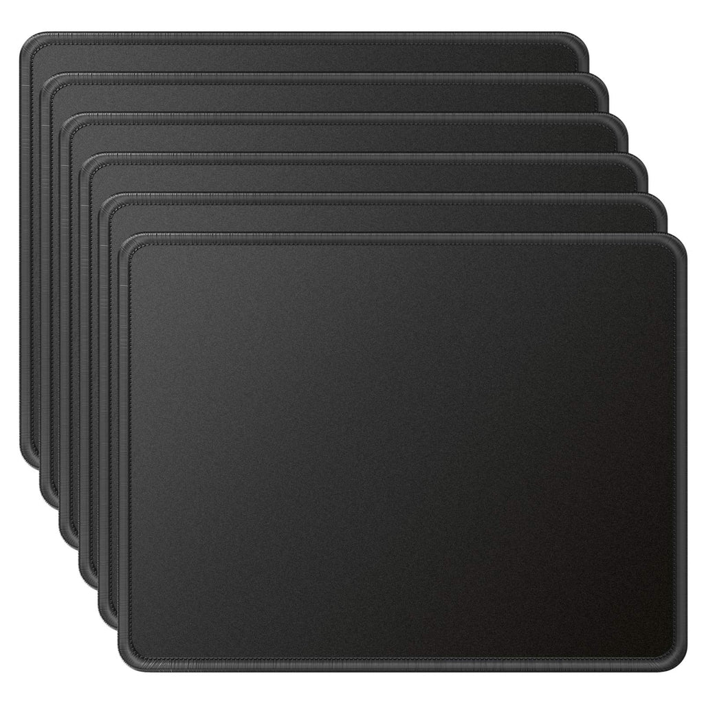 MROCO Mouse Pad 6 Pack [30% Larger] with Non-Slip Rubber Base, Premium-Textured & Waterproof Mousepad Bulk with Stitched Edges for Computer, Laptop, Office & Home, 11 x 8.5 inches, Black