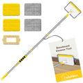TidyBliss Baseboard Cleaner Tool with Handle, 55.9” Long Wall and Base Board Cleaning Mop, 4 Reusable Pads, 1 Stiff Bristle Scrubber Brush for Floorboard Ceiling Cabinet Window Bathroom (Yellow)