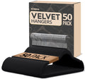 Beddora Black Velvet Hangers 50 Pack,Heavy Duty Coat Hanger for Closet - Felt Hangers for Space Saving Clothes Hanger - Pant Hanger for Shirts, Jackets,Dresses,Suit