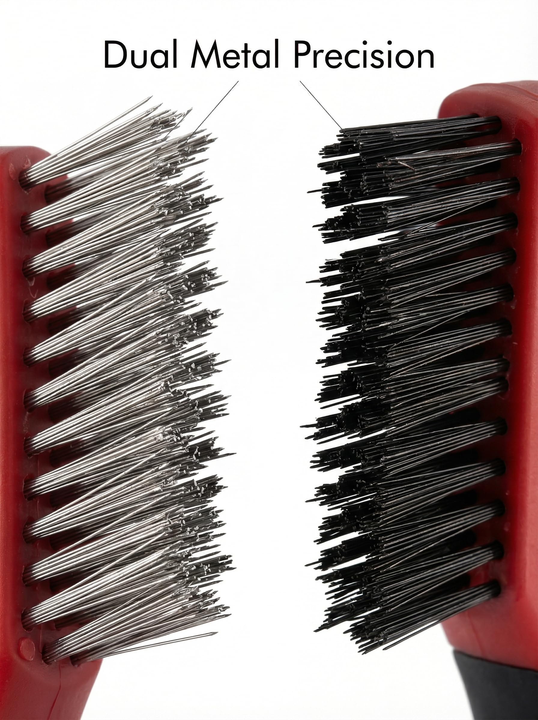 TAKAVU Heavy Duty Wire Brush Set 2pcs, Carbon Steel and Stainless Steel Wire Scratch Brush with 10" Curved Plastic Handle for Cleaning Rust, Paint, Welding