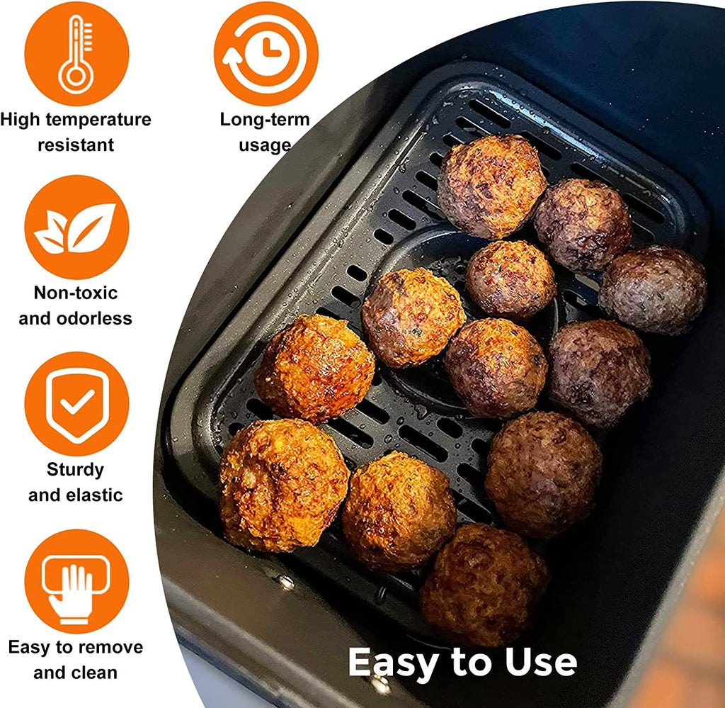Air Fryer Grill Pan for Ninja Air Fryers, 2 Packs Replacement Air Fryer Crisper Plate Grill Plate Tray Accessories with Rubber Bumpers for Ninja Foodi DZ201 DZ100, Dishwasher Safe
