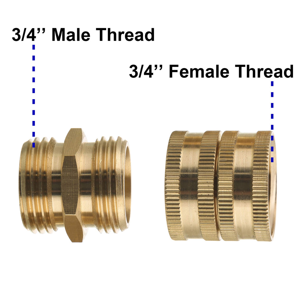 M MINGLE Garden Hose Adapter, Male to Male, Female to Female, 3/4’’ Brass Connector, 4-Pack with Extra 4 Washers