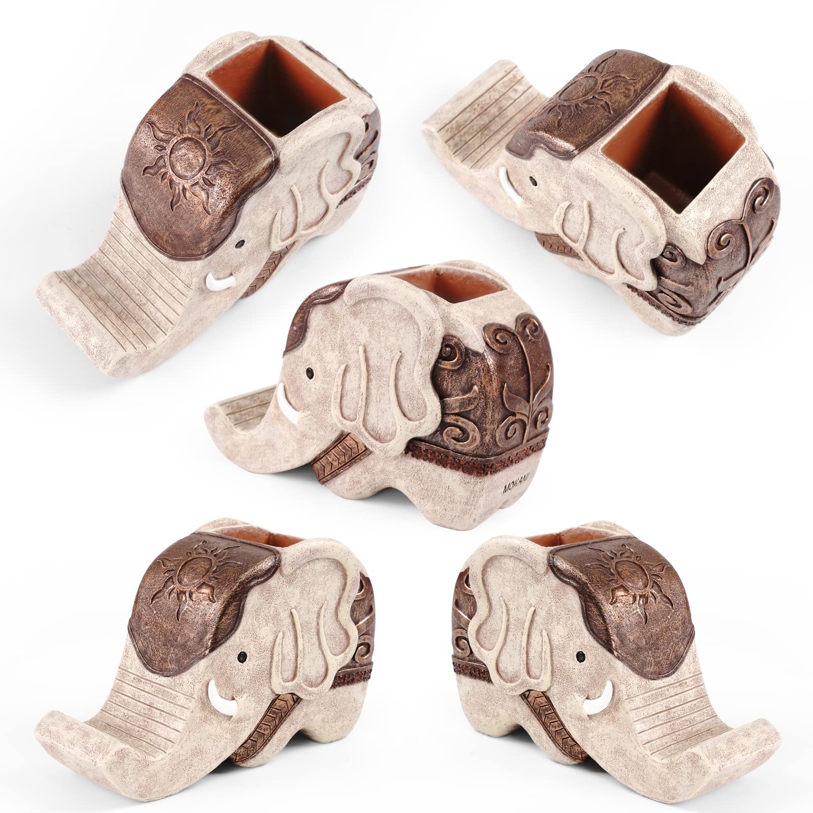 Mokani Elephant Pen Pencil Holder, Multifunctional Desk Organizer Desk Decor Elephant Gifts for Women Cute Desk Accessories Home Office Decoration Thanksgiving Christmas Gift