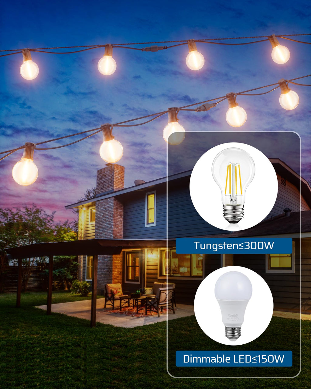 DEWENWILS Outdoor Dimmer for String Lights, Remote Dimmer Plug, Waterproof Plug-in Dimmer, 100FT Range, 150W Dimmable LED/300W Tungsten Bulbs, Dimmer Switch for Dimmable String Lights