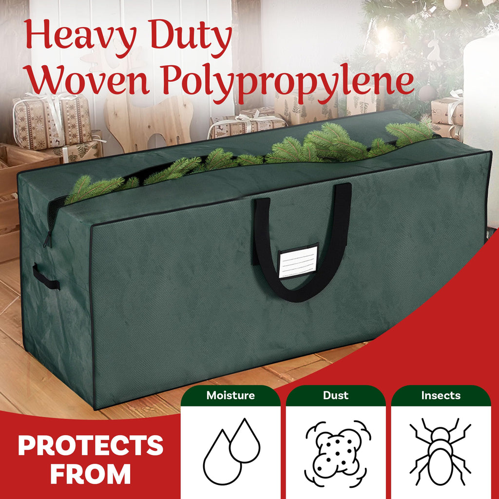 Christmas Tree Storage Bag, Fits up to 7.5 Foot Artificial Tree, Protects Holiday Decorations from Moisture & Damage by Elf Stor (Green)