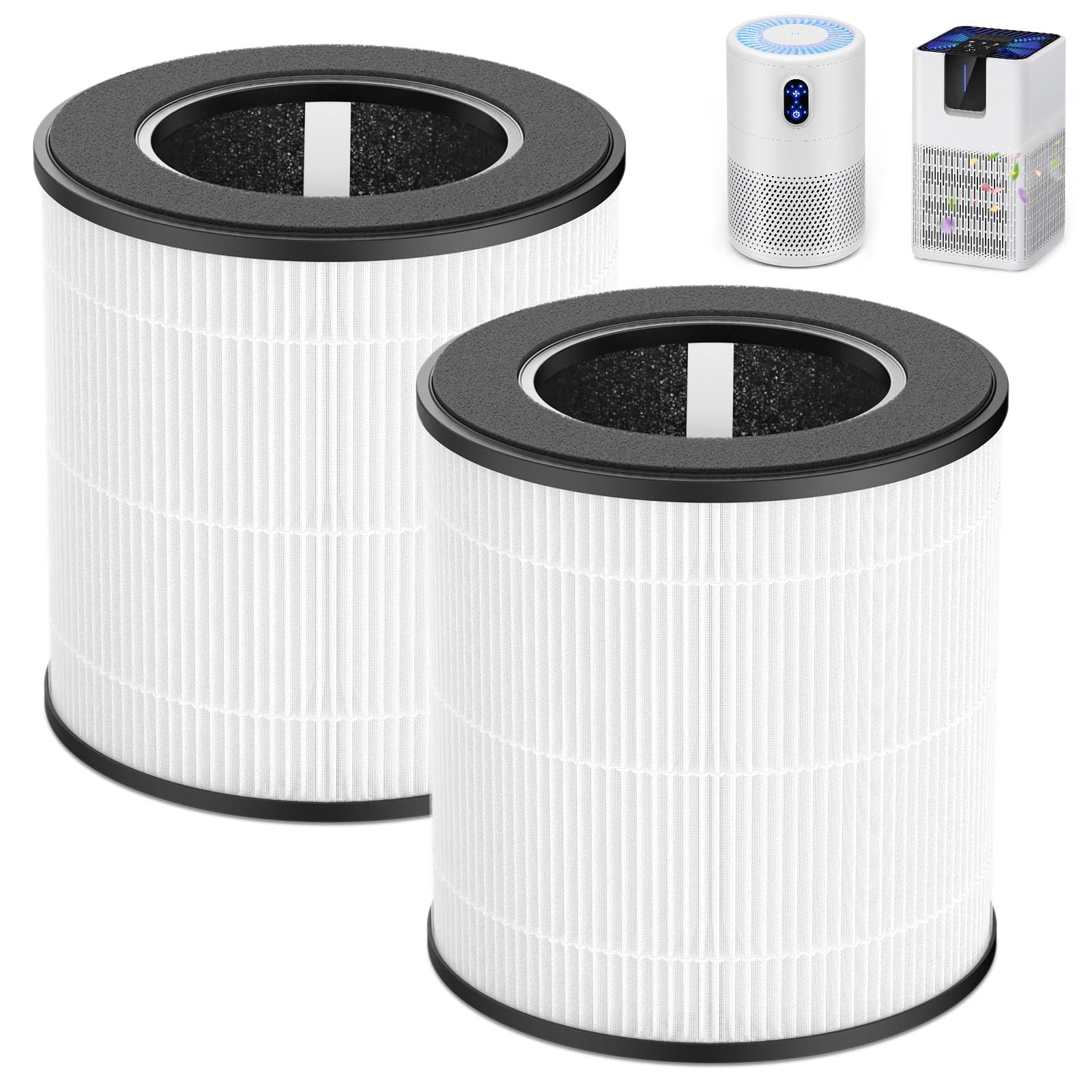 B-D02U True HEPA Filter Compatible with VEWIOR B-D02U, for MOOKA B-D02L& M05, for Tailulu D10 Air Purifi-er, 3-Stage H13 True HEPA Filter, 2 Pack
