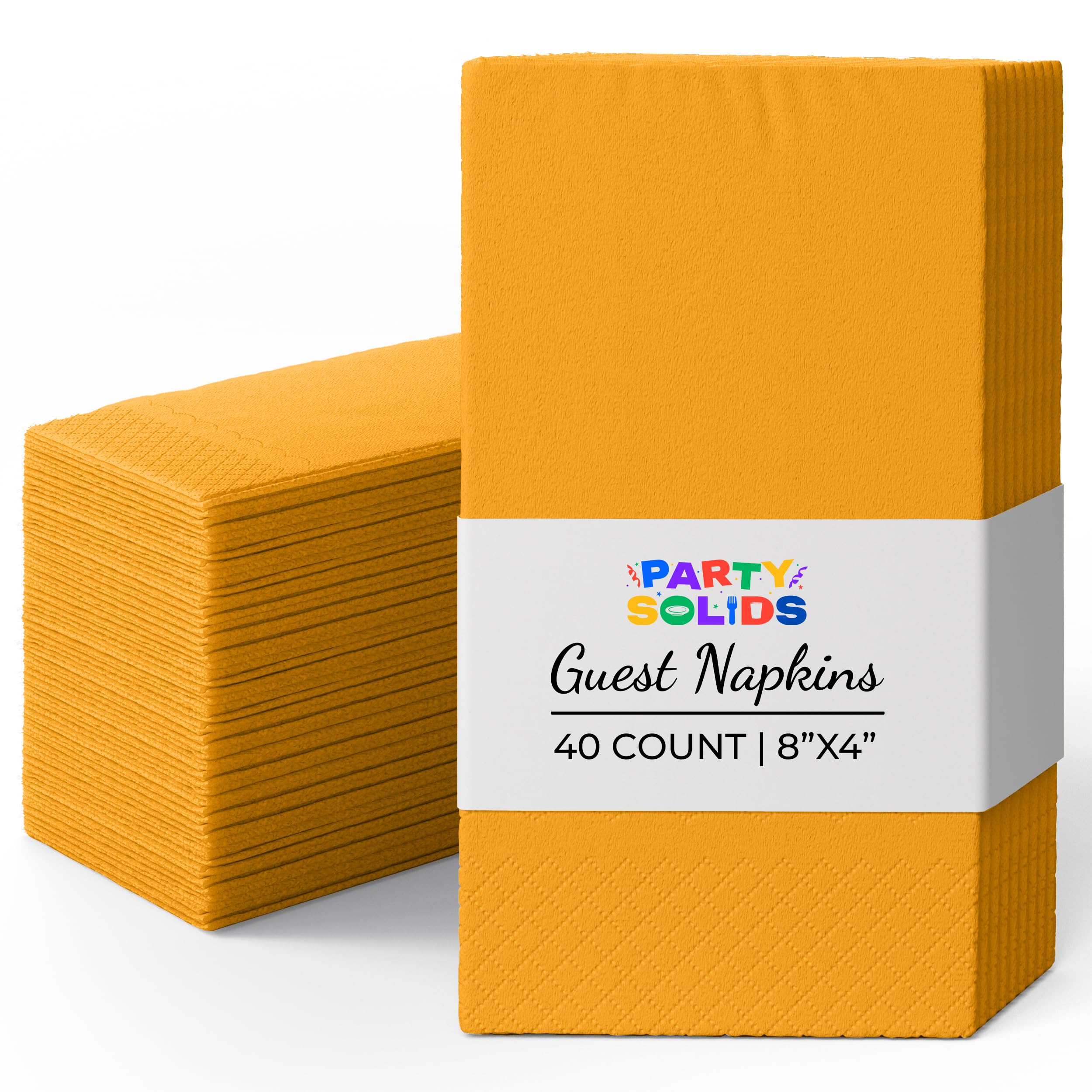 Party Solids Yellow Dinner Napkins Disposable 8" x 4" Folded - 40 Pcs 2 Ply Yellow Napkins Disposable Paper Guest Towels for Bathrooms, Dinners, Everyday Parties & Party Supplies