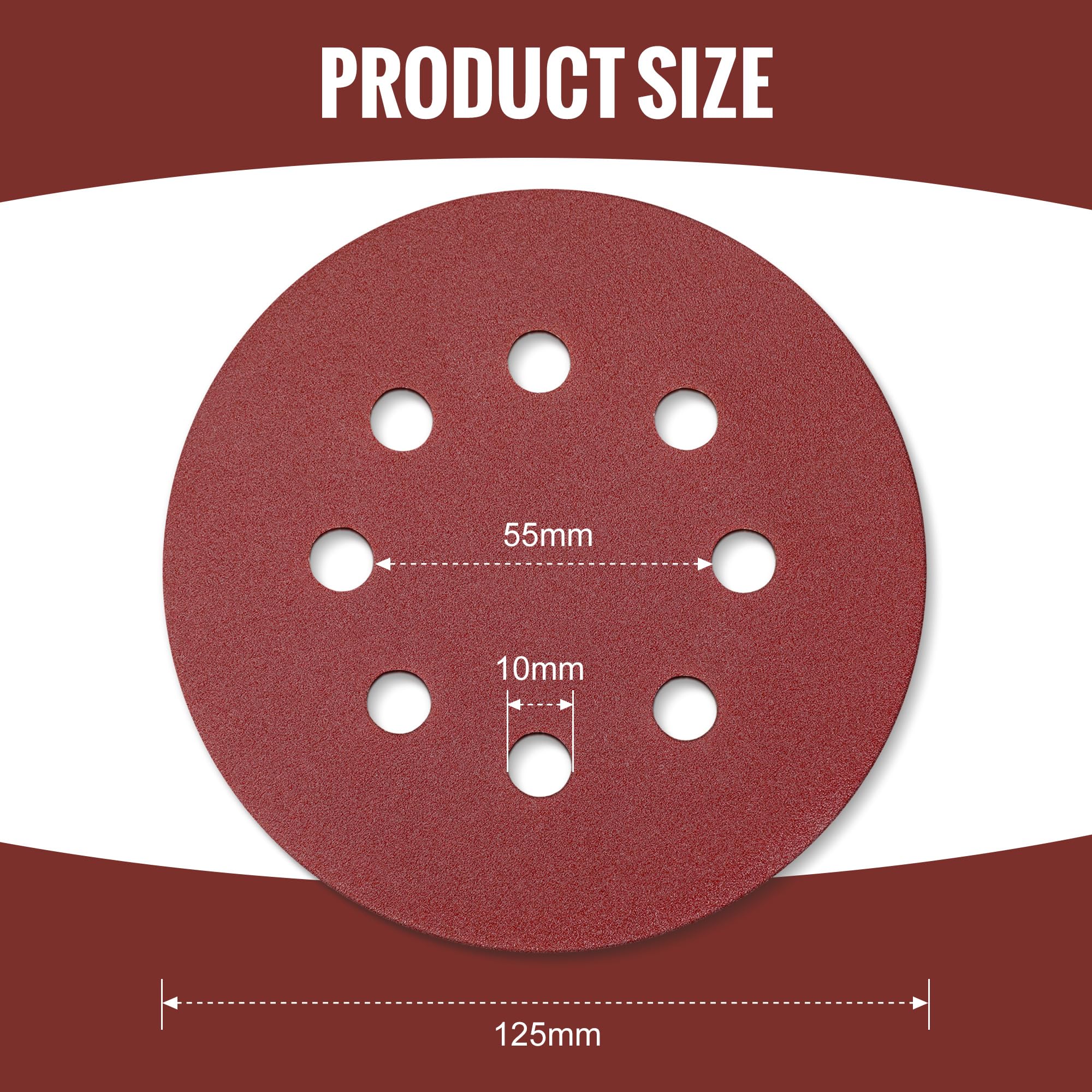 WORKPRO 150 PCS 5 Inch Sanding Discs, Hook and Loop Sandpaper Set, 10 Assorted Grits Including 60, 80, 100, 120, 150, 180, 240, 320, 400, 600, Round Sander Pads for Random Orbital Sander