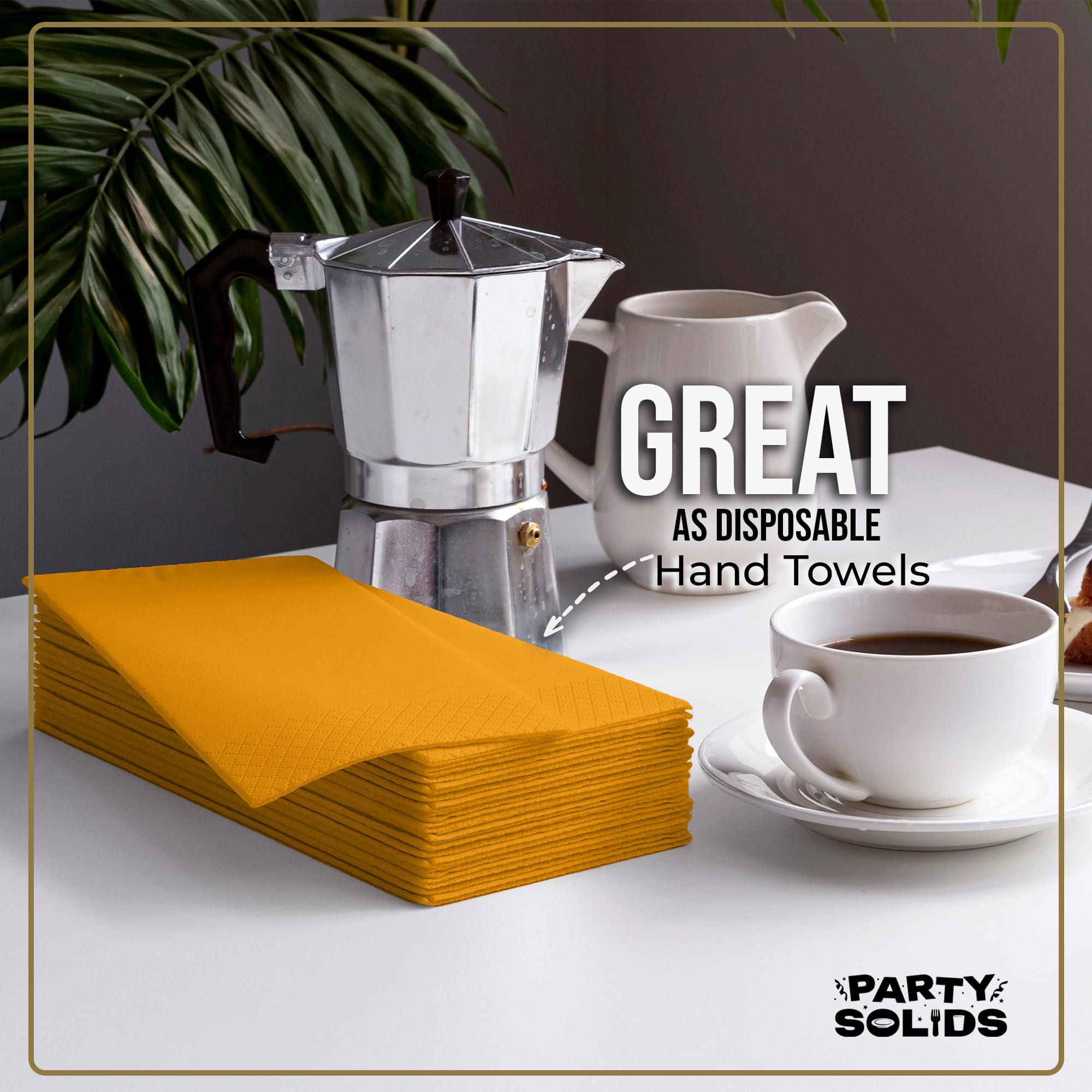 Party Solids Yellow Dinner Napkins Disposable 8" x 4" Folded - 40 Pcs 2 Ply Yellow Napkins Disposable Paper Guest Towels for Bathrooms, Dinners, Everyday Parties & Party Supplies