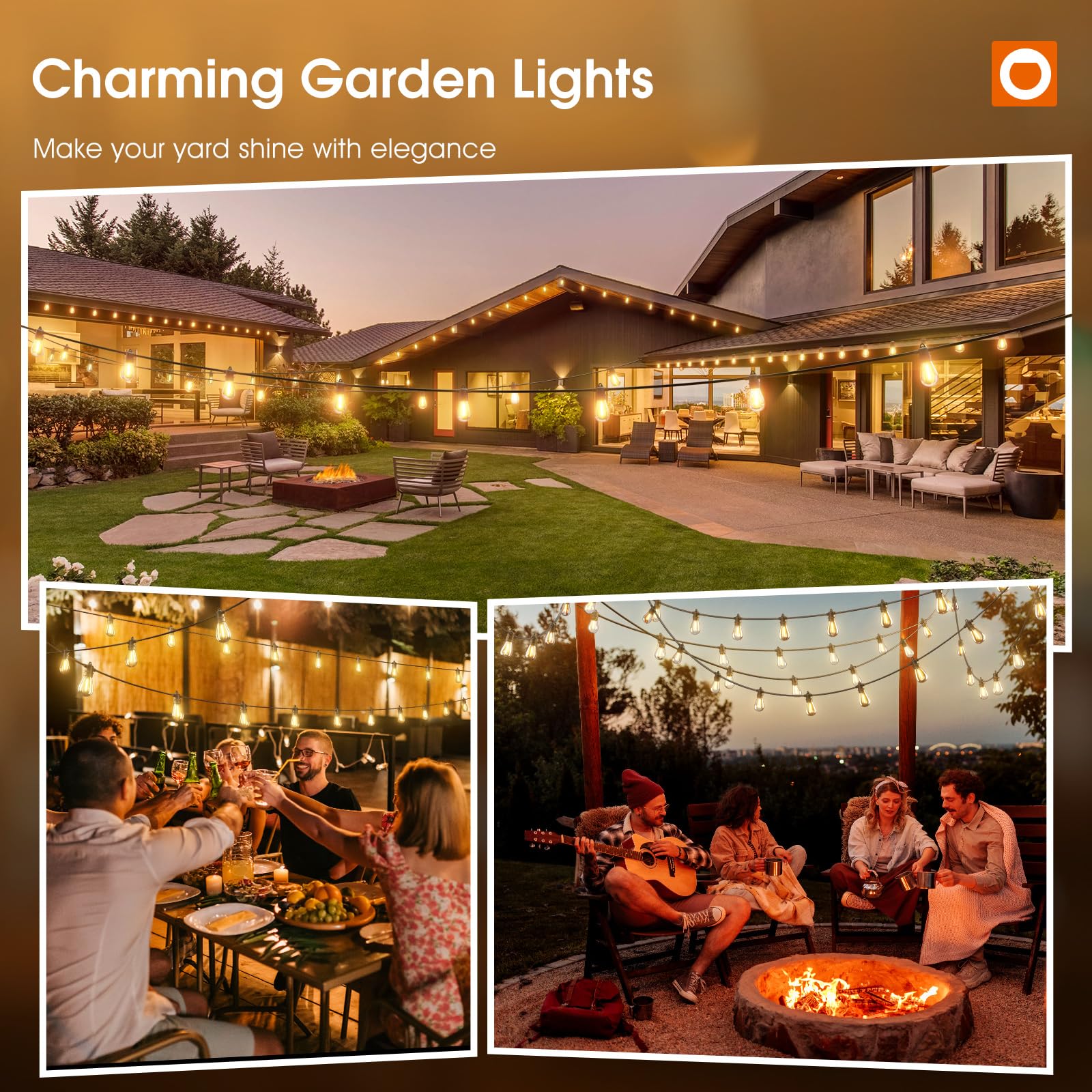 addlon 50FT LED Outdoor String Lights Waterproof Patio Lights with 16+1 Edison Shatterproof Bulbs, Commercial Grade Weatherproof Strand, ETL Listed Decorative for Garden or Patio