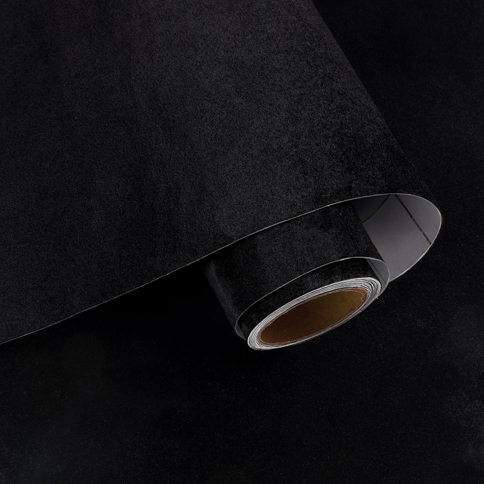 VaryPaper Self Adhesive Velvet Fabric 15.7''x78.7'' Soft Felt Flocking Drawer Liners for Dresser DIY Jewelry Box Liner Black Fabric Velvet Wallpaper Roll Black Contact Paper for Shelves Cabinets