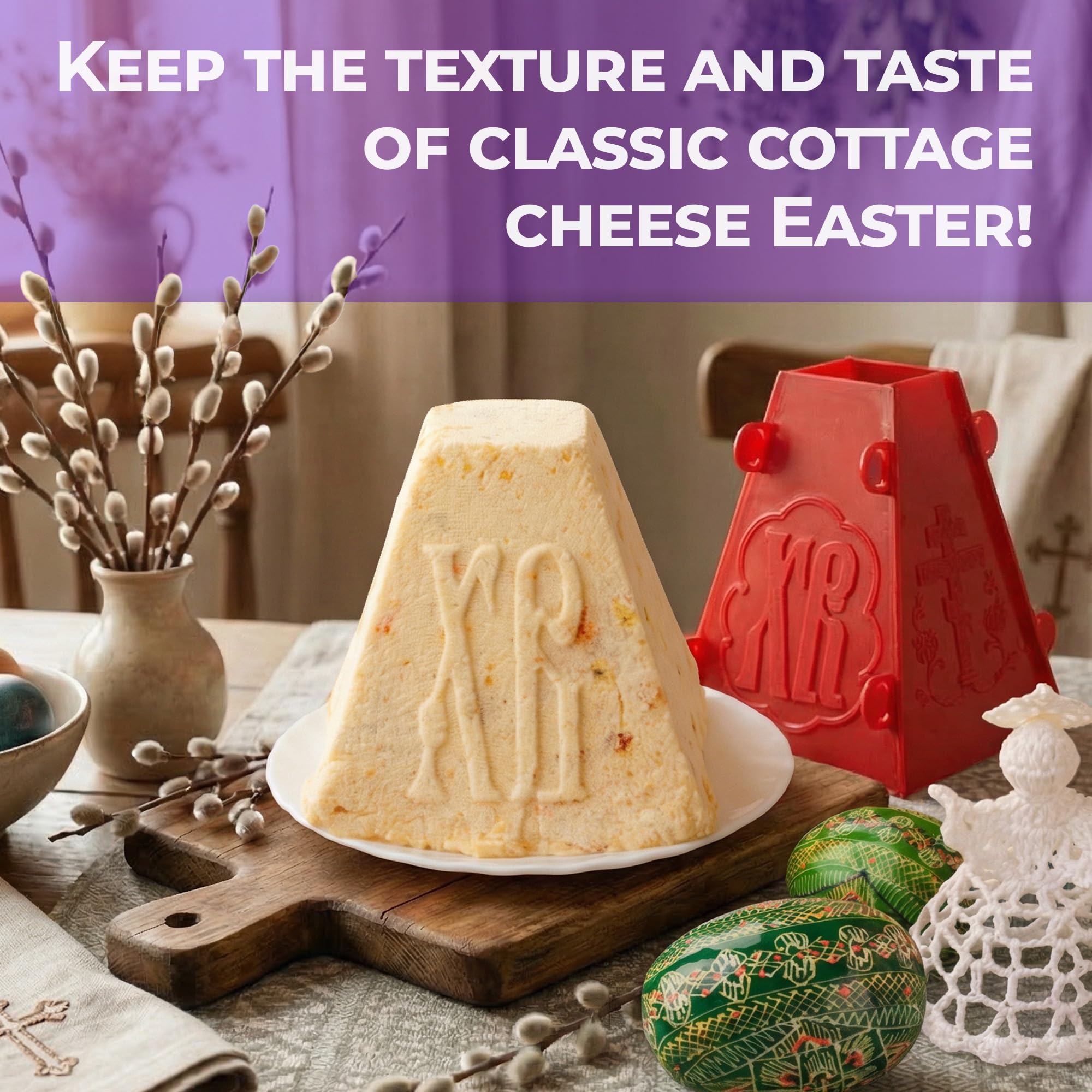 1KG Russian Orthodox Easter Paska Pascha Paskha Xb Cheese Tvorog Mold | Kulich Pasha Mold for Making Easter Pie in Orthodox Easter Day (red)