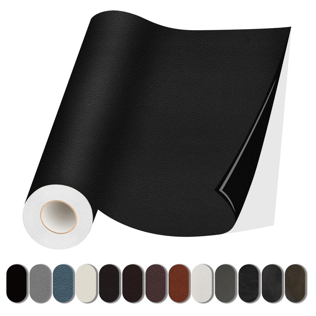 Lifeshoon Leather Repair Patch, 17X79 Inch Self Adhesive Leather Repair, Large Vinyl Patch Tape for Couches, Furniture, Car Seats, Cabinets, Wall, Handbags （Black, 17X79 Inch）