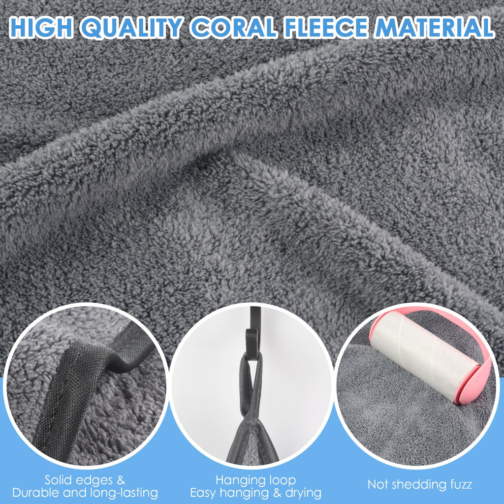 VIVOTE Microfibre Guest Towels, Super Soft and Absorbent Towel, Microfibre Hanging Towel for Kitchen and Bathroom, Dry Hand Towels, 40 x 40 cm, Guest Towel, Kitchen Towels, Pack of 2, Grey