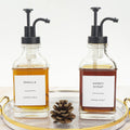 Ezebesta 2 PCS 500ml Syrup Dispensers with 36 Labels Large Glass Bottles with Black Pressing Pumps and Various Syrup Labels for Kitchen Coffee Station Organization
