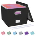 Oterri File Box with Lid & Handle, Letter Legal Size Filing Box, File Organizer for Hanging File Folders, File Folder Organizer Storage Bin for Home Office School (1 Pack, Black)